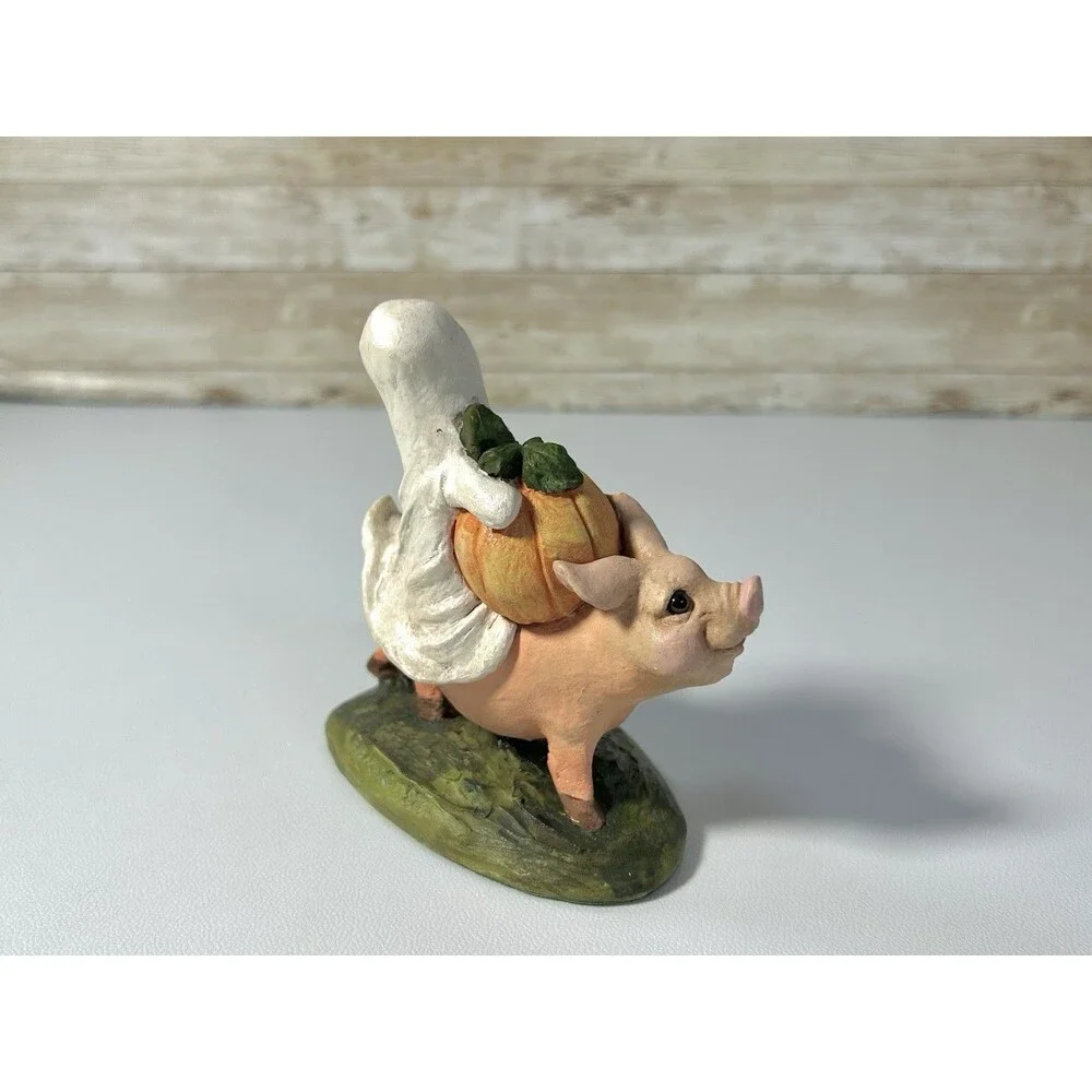 Pete Apsit Ghost Jack o’Lantern Pumpkin Riding Pig Halloween Figurine 1992 Vtg